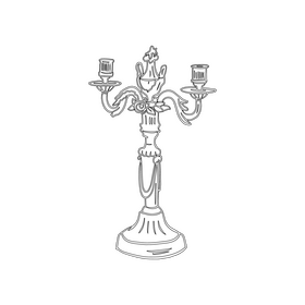 Vintage Candlestick black and white clipart