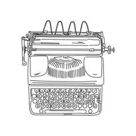 Typewriter black and white clipart