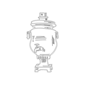 Samovar black and white clipart