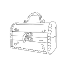 Vintage Wooden Box black and white clipart