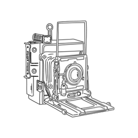 Vintage Camera black and white clipart