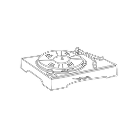 Turntable black and white clipart