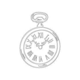 Vintage Clock black and white clipart