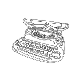 Typewriter black and white clipart