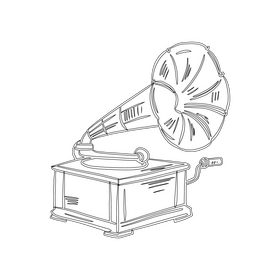 Gramophone black and white clipart