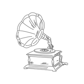 Gramophone black and white clipart