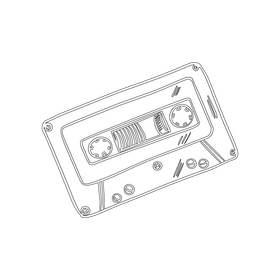 Audio Cassette black and white clipart