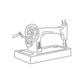 Vintage Sewing Machine black and white clipart