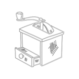 Vintage Coffee Grinder black and white clipart