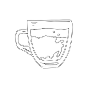 Coffee in Glass Cup black and white clipart