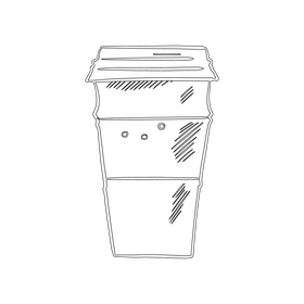 Coffee in Paper Cup black and white clipart