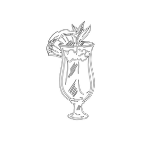 Pina Colada Cocktail black and white clipart