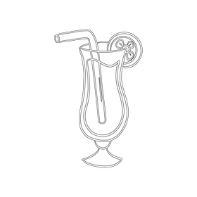 Orange Cocktail black and white clipart
