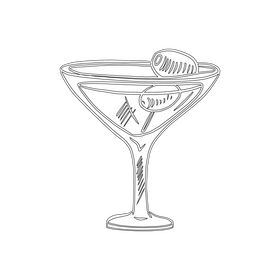 Martini Cocktail black and white clipart