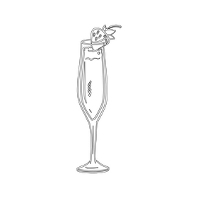 Strawberry Mimosa Cocktail black and white clipart