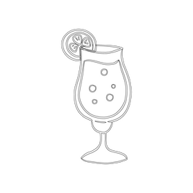 Blue Hawaii Cocktail black and white clipart