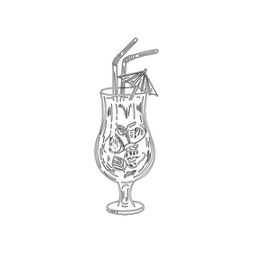 Coctail black and white clipart