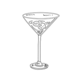 Martini Cocktail black and white clipart