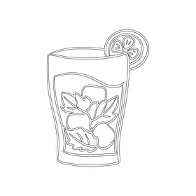 Iced Tea Cocktail black and white clipart