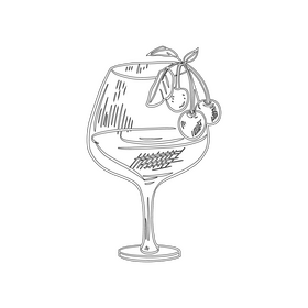 Cherry Cocktail black and white clipart