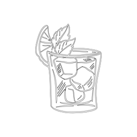 Old Fashioned Cocktail black and white clipart