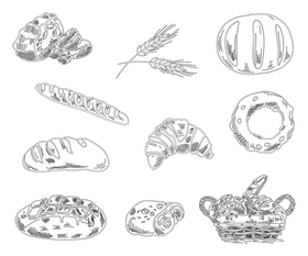 Set of Breads black and white vector