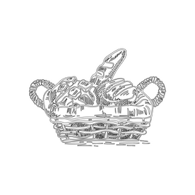 Basket of Bread black and white clipart