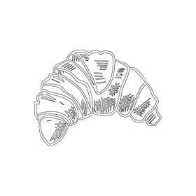 Croissant black and white clipart