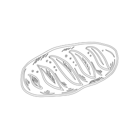 French Baguette Bread black and white clipart