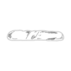 French Baguette Bread black and white clipart