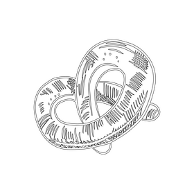 Pretzel black and white clipart