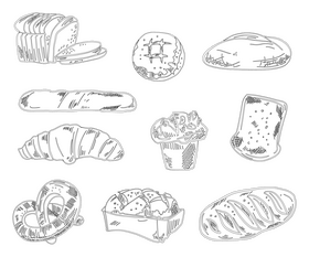 Set of Breads black and white vector