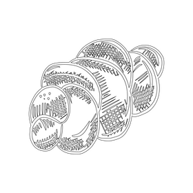 Challah Bread black and white clipart