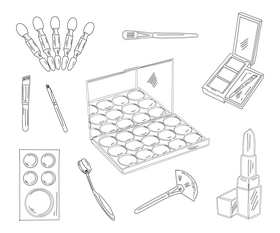 Set of Makeup Cosmetics black and white vector