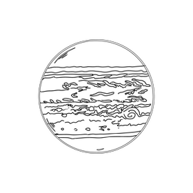 Jupiter planet black and white clipart