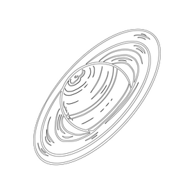 Saturn planet black and white clipart