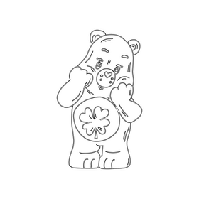 Care bears toy black and white clipart