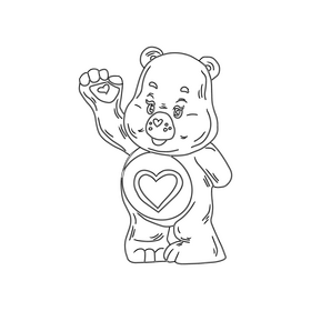 Care bears toy black and white clipart