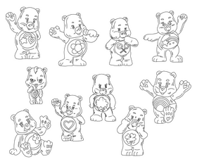 Care bear toys black and white vector
