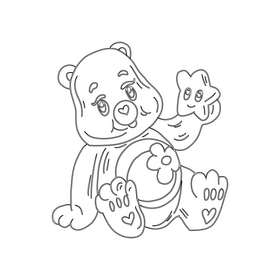 Care bears toy black and white clipart
