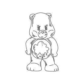 Care bears toy black and white clipart