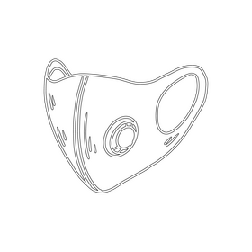 Face mask respirator black and white clipart