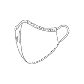 Fabric face mask black and white clipart