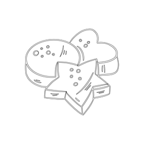Heart biscuits, round biscuits, star biscuits black and white clipart