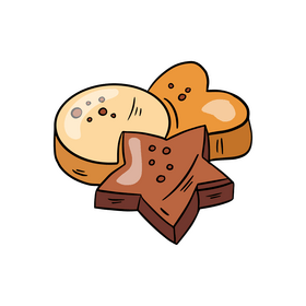 Heart biscuits, round biscuits, star biscuits clipart