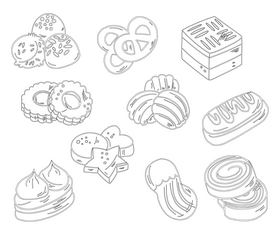 Cookies black and white vector