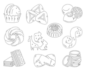Biscuits, cookies black and white vector