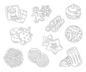 Biscuits, cookies black and white vector