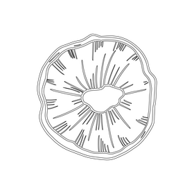 Round dried papaya black and white clipart