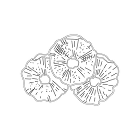 Round dried mango black and white clipart